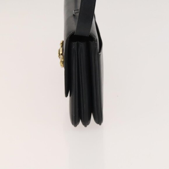 CELINE Shoulder Bag Leather Navy Gold Auth - Picture 4 of 16